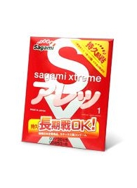 Утолщенный презерватив Sagami Xtreme FEEL LONG с точками - 1 шт. - Sagami - купить с доставкой в Казани