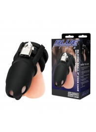 Черная клетка для пениса Silicone Small 2 in Cock Cage With Ball Divider - BlueLine - купить с доставкой в Казани