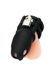 Черная клетка для пениса Silicone Small 2 in Cock Cage With Ball Divider - BlueLine - купить с доставкой в Казани