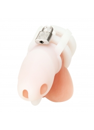 Белая клетка для пениса Silicone Small 2 in Cock Cage With Ball Divider - BlueLine - купить с доставкой в Казани