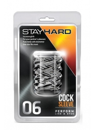 Прозрачная насадка с объёмными чёрточками STAY HARD COCK SLEEVE 06 CLEAR - Blush Novelties - в Казани купить с доставкой