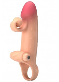 Телесная вибронасадка на пенис с подхватом мошонки - 20 см. - Baile - в Казани купить с доставкой