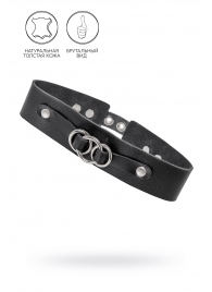 Черный чокер-ошейник со связанными кольцами на подложке - Pecado - купить с доставкой в Казани