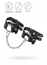 Черные кожаные наручники-браслеты из двух ремешков - Pecado - купить с доставкой в Казани