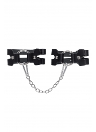 Черные кожаные оковы из двух ремешков - Pecado - купить с доставкой в Казани