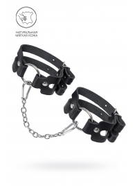 Черные кожаные оковы из двух ремешков - Pecado - купить с доставкой в Казани