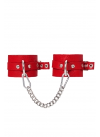 Красные мягкие кожаные оковы с люверсами - Pecado - купить с доставкой в Казани