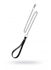 Поводок с ручкой из черной натуральной кожи и карабином для ошейника - Pecado - купить с доставкой в Казани