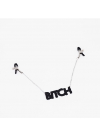 Зажимы на соски с кожаной подвеской Bitch - Crazy Handmade - купить с доставкой в Казани