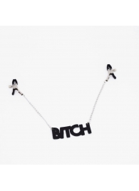 Зажимы на соски с кожаной подвеской Bitch - Crazy Handmade - купить с доставкой в Казани