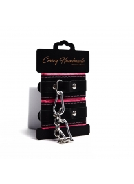 Черно-розовые скругленные наручники с мягкой подкладкой - Crazy Handmade - купить с доставкой в Казани