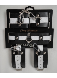 Набор фиксаторов из черной и белой натуральной кожи - Crazy Handmade - купить с доставкой в Казани