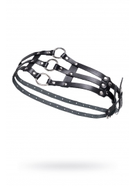 Черный кожаный пояс с кольцами - Pecado - купить с доставкой в Казани