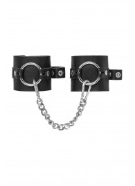 Черные наручники из толстой натуральной кожи с люверсами - Pecado - купить с доставкой в Казани