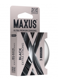 Черные утолщенные презервативы MAXUS Extra Strong с железным кейсом - 3 шт. - Maxus - купить с доставкой в Казани