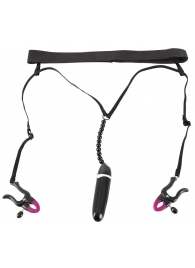 Женские вибростринги с зажимами для половых губ Spreader String with Vibrator - Orion - купить с доставкой в Казани