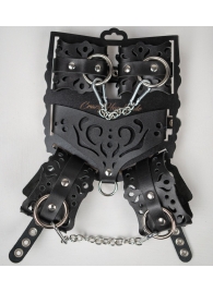 Черный ажурный кожаный набор фиксаций - Crazy Handmade - купить с доставкой в Казани