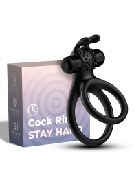 Черное эрекционное виброкольцо с подхватом мошонки Stay Hard - Boys of Toys - в Казани купить с доставкой
