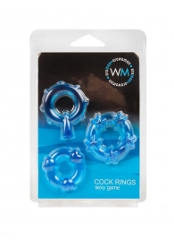 Набор из 3 синих эрекционных колец с различным рельефом - Erowoman-Eroman - в Казани купить с доставкой