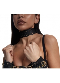 Черный ажурный чокер с золотистой фурнитурой - Crazy Handmade - купить с доставкой в Казани