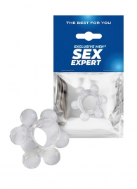 Прозрачное эрекционное кольцо с 6 стимулирующими шариками - Sex Expert - в Казани купить с доставкой