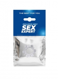 Прозрачное эрекционное кольцо с шариками и шипами - Sex Expert - в Казани купить с доставкой