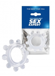 Прозрачное эрекционное кольцо со стимулирующими шариками - Sex Expert - в Казани купить с доставкой