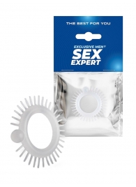 Эластичное эрекционное кольцо с шипиками и шариком - Sex Expert - в Казани купить с доставкой