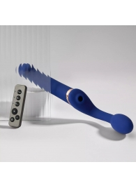 Синий безремневой страпон Multi Orgasm Bendable Strap-On size L с клиторальной стимуляцией - Strap-on-me - купить с доставкой в Казани