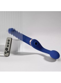 Синий безремневой страпон Multi Orgasm Bendable Strap-On size XL с клиторальной стимуляцией - Strap-on-me - купить с доставкой в Казани