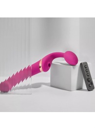 Ярко-розовый безремневой страпон Multi Orgasm Bendable Strap-On size L с клиторальной стимуляцией - Strap-on-me - купить с доставкой в Казани