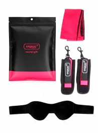 Черно-розовый эротический набор: маска, наручники и повязка - Erokay - купить с доставкой в Казани