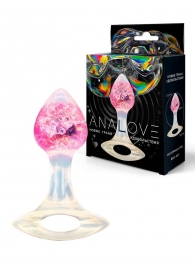Розоватая анальная пробка с руской - 8,5 см. - AnaLove