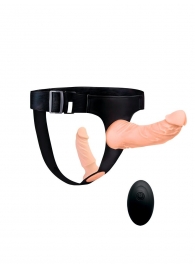 Женский страпон с 2 насадками, вибрацией и пультом ДУ - Erowoman-Eroman - купить с доставкой в Казани