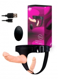 Женский страпон с 2 насадками, вибрацией и пультом ДУ - Erowoman-Eroman - купить с доставкой в Казани