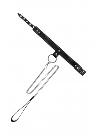 Черный узкий однослойный ошейник с серебристым поводком-цепочкой - Pecado - купить с доставкой в Казани