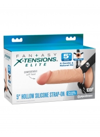 Телесный пустотелый фаллопротез 5’’ Hollow Silicone Strap-On - 14 см. - Pipedream - купить с доставкой в Казани