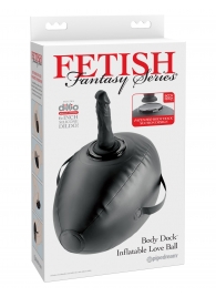 Черный надувной мяч с платформой для фиксации дилдо Body Dock Inflatable Love Ball - Pipedream - купить с доставкой в Казани
