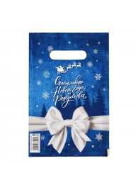 Сине-белый подарочный новогодний пакет с вырубной ручкой (20х30 см) - Сима-Ленд - купить с доставкой в Казани