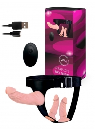 Женский страпон с 3 насадками и вибрацией - Erowoman-Eroman - купить с доставкой в Казани