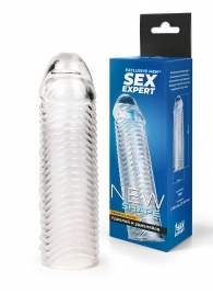 Прозрачная закрытая насадка на пенис с ребрышками - 16 см. - Sex Expert - в Казани купить с доставкой