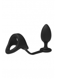 Черное эрекционное кольцо с анальной пробкой Cockstrap With Anal Plug - Dream Toys - в Казани купить с доставкой