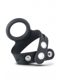 Черное эрекционное кольцо с подхватом мошонки на кнопках VS6 - Blush Novelties - в Казани купить с доставкой