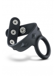 Черное эрекционное кольцо с подхватом мошонки на кнопках VS6 - Blush Novelties - в Казани купить с доставкой