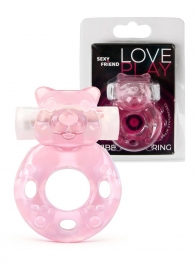 Розовое эрекционное виброкольцо в форме мишки - 1137 - в Казани купить с доставкой