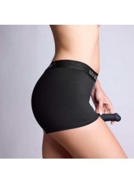 Черные трусики-боксеры для фиксации насадок Strap-on-me Harness Lingerie Allure - size M - Strap-on-me - купить с доставкой в Казани