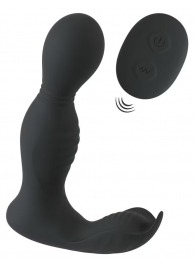 Черная анальная пробка с вибрацией, вращением и пультом ДУ RC Butt Plug with 2 Functions - Orion - в Казани купить с доставкой