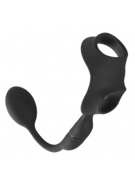 Черное виброкольцо с анальной пробкой Cock Ring with RC Butt Plug - Orion - в Казани купить с доставкой
