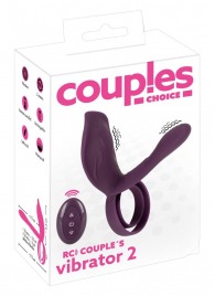 Фиолетовая насадка на член с клиторальным отростком и пультом ДУ RC Couple’s Vibrator 2 - Orion - в Казани купить с доставкой
