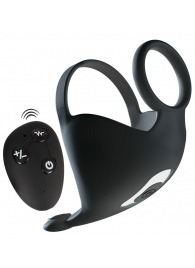 Черная вибронасадка для эрекции и стимуляции мошонки Cock ring with RC ball massager - Orion - в Казани купить с доставкой